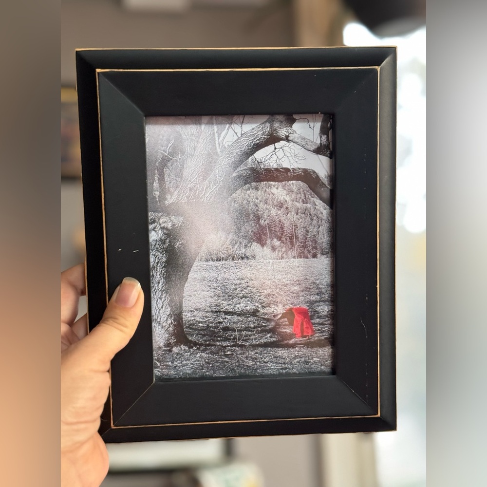 Haunting Red Dress on an Empty Swing Framed Image